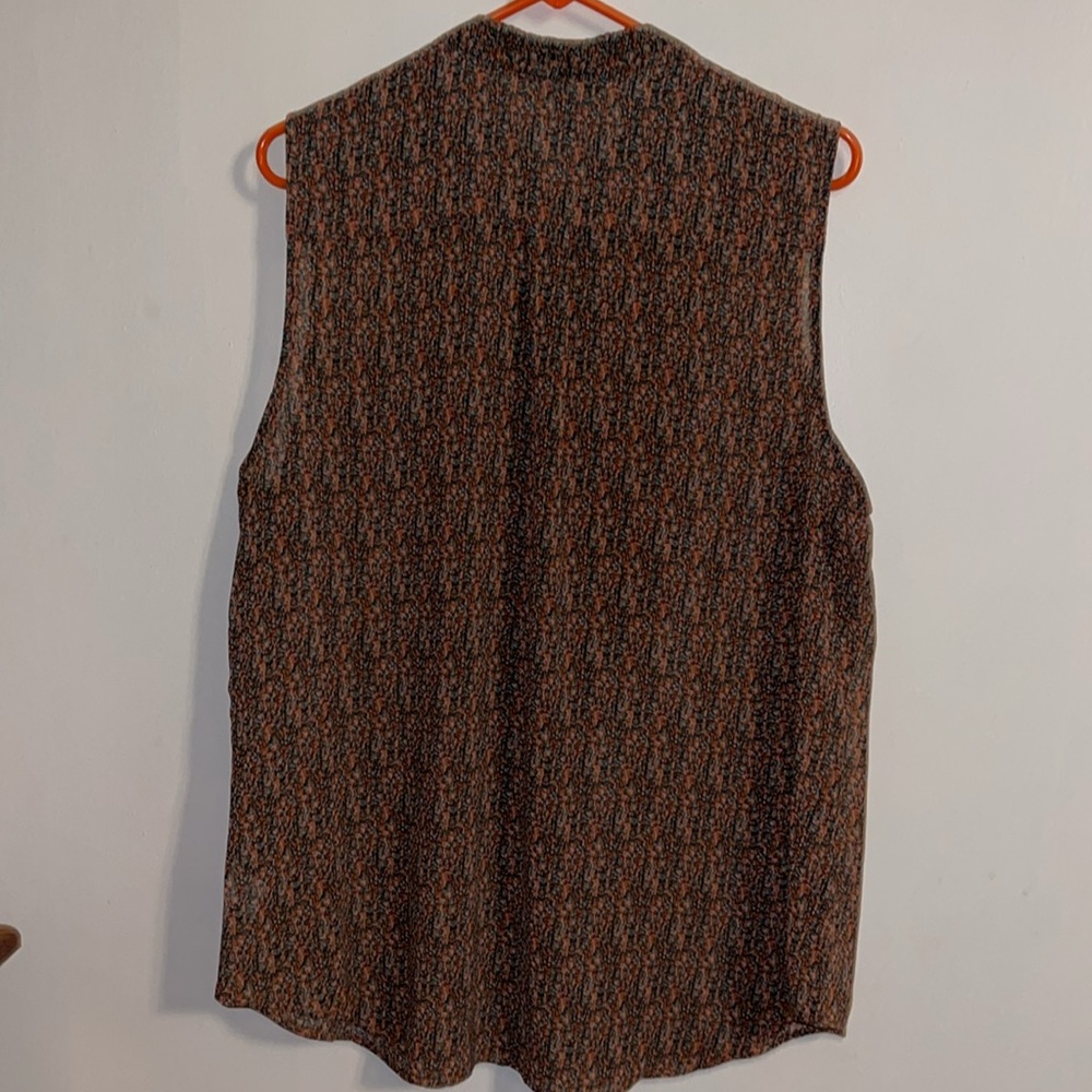 CAbi Sleeveless Multicolor Textured Shell - Black, Brown, Orange - Picture 6 of 7